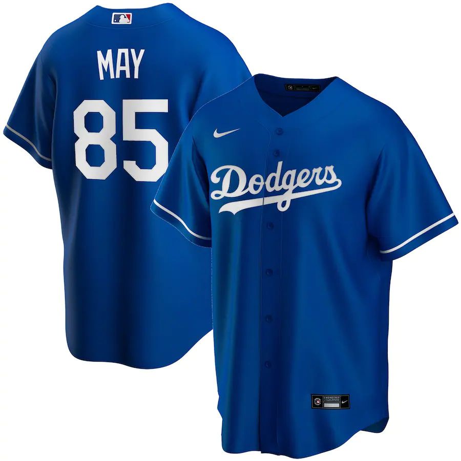 Mens Los Angeles Dodgers #85 Dustin May Nike Royal Replica Player Name MLB Jerseys